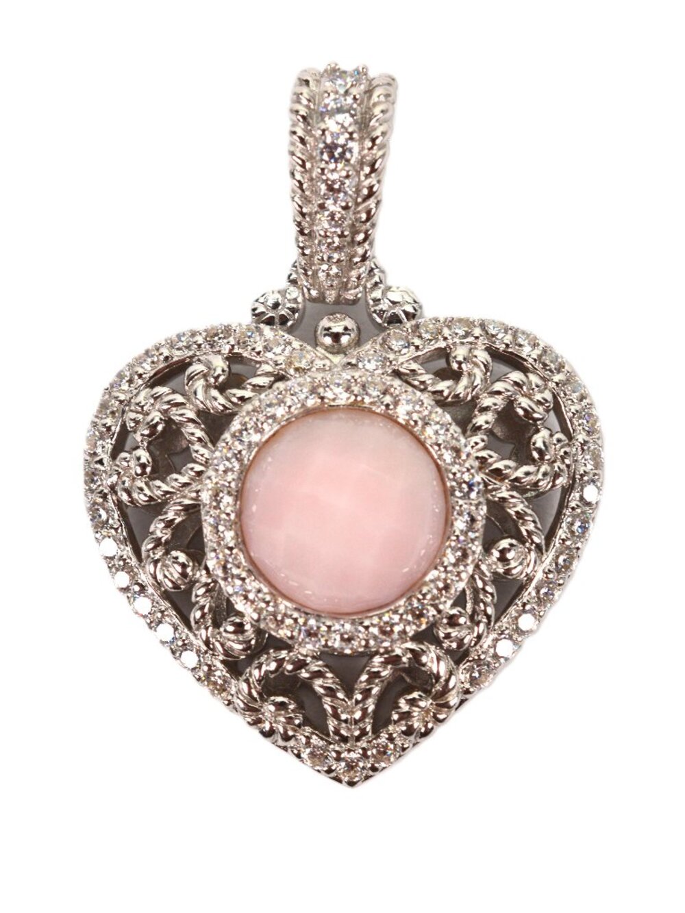 Judith Ripka Heart Shaped Sterling Silver Rose Quartz Enhancer